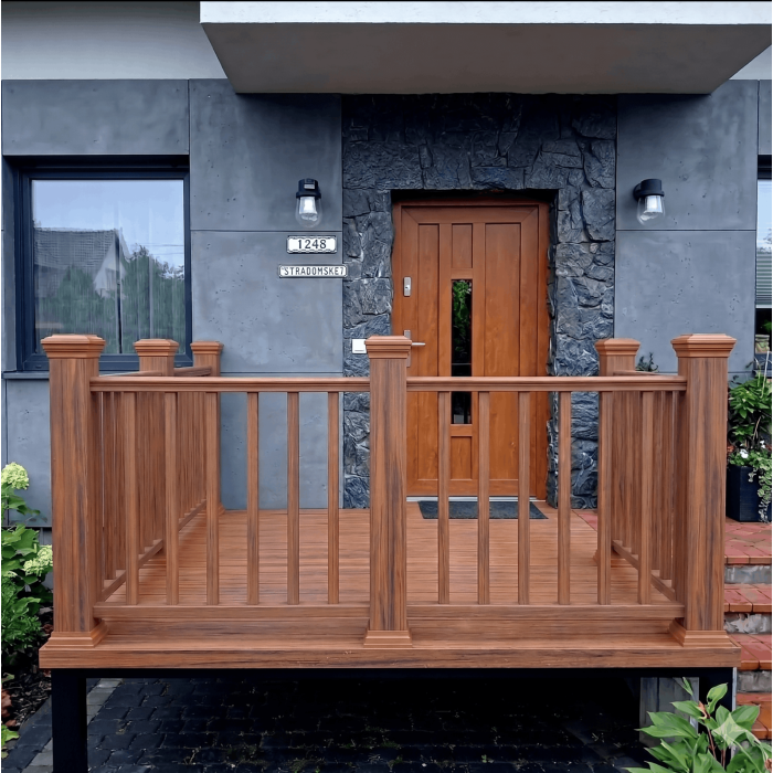 Kompozitiniai turėklai Teak 140 x 113 cm (1 stulpelis) Kompozitiniai turėklai Teak 140 x 113 cm (1 stulpelis)
