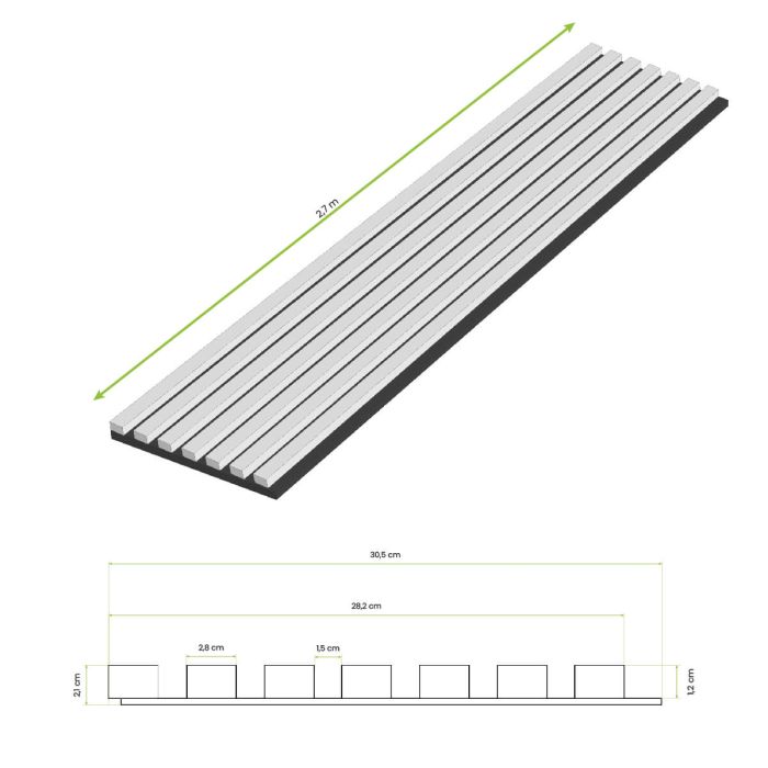 Lamele ścienne akustyczne na filcu Dąb Rustykalny 2,1 x 30,5 cm – dł. 2,7 m Lamele ścienne akustyczne na filcu Dąb Rustykalny 2,1 x 30,5 cm – dł. 2,7 m