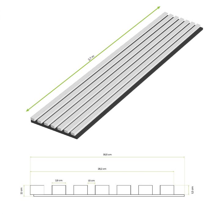 Lamele ścienne akustyczne na filcu Dąb Jasny 2,1 x 30,5 cm – dł. 2,7 m Lamele ścienne akustyczne na filcu Dąb Jasny 2,1 x 30,5 cm – dł. 2,7 m