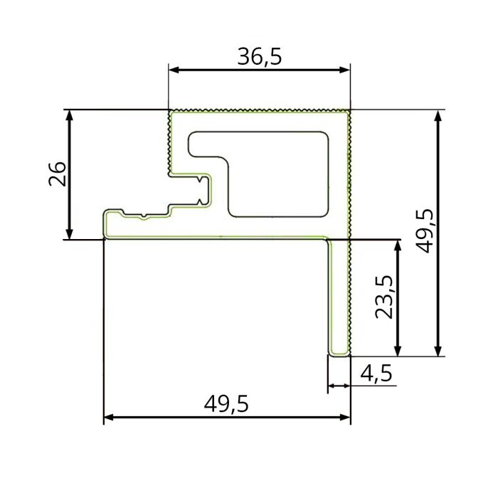 F tipo kompozitinė lamelinė juosta Premium Ąžuolas Auksinis / Juoda 36,5 x 49,5 mm – 2,9 m F tipo kompozitinė lamelinė juosta Premium Ąžuolas Auksinis / Juoda 36,5 x 49,5 mm – 2,9 m