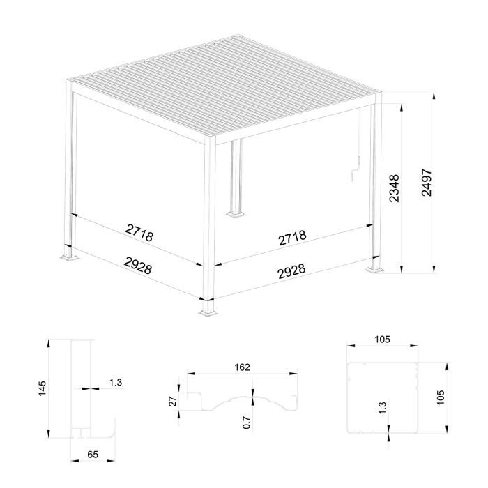 Aliumininė sodo pergola su reguliuojamu stogu Antracitas 3 x 3 m Aliumininė sodo pergola su reguliuojamu stogu Antracitas 3 x 3 m