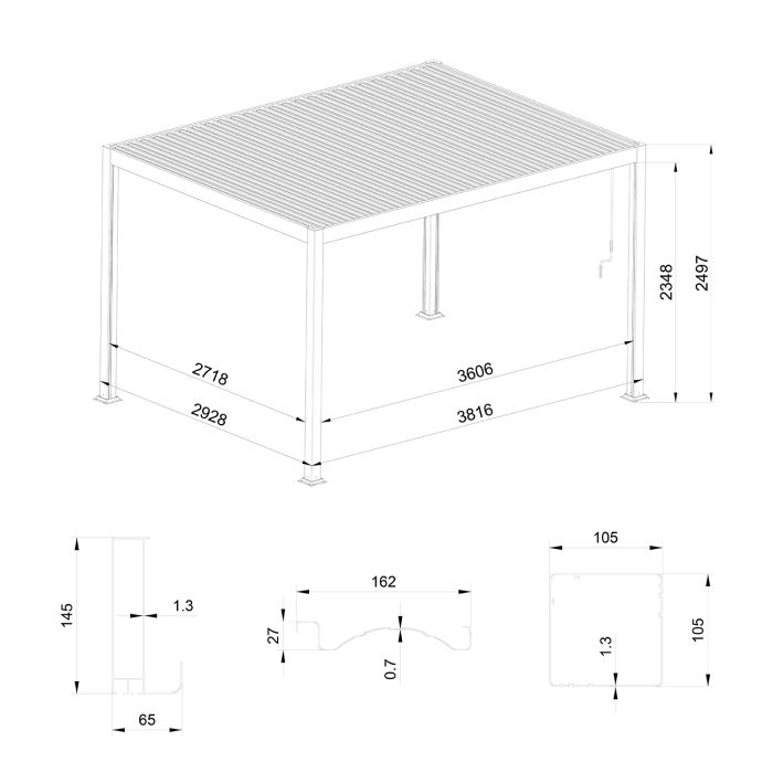 Aliumininė sodo pergola su reguliuojamu stogu Antracitas 3 x 4 m Aliumininė sodo pergola su reguliuojamu stogu Antracitas 3 x 4 m
