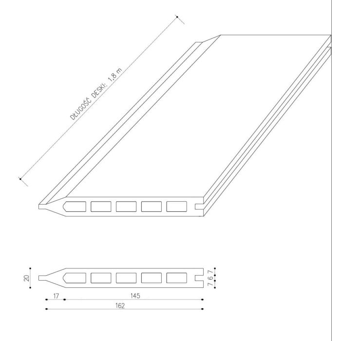 Deska Ogrodzeniowa Premium Gray 162 x 20 mm – dł. 1,8 m