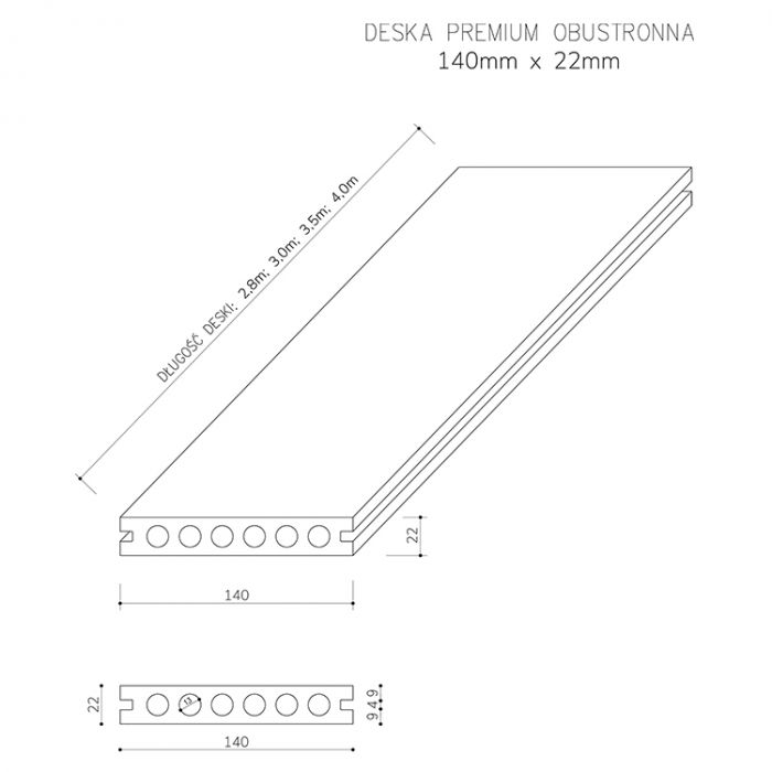 Deska Tarasowa Kompozytowa Premium Amber / Antique - dł. 4 m