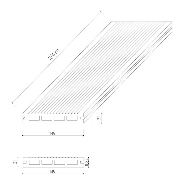 Kompozitinė terasinė lenta Timber Kaštonas – 4 m