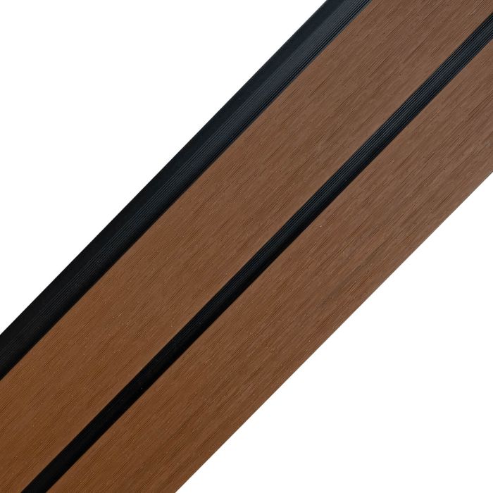 Lamelinė kompozitinė tvoros lenta DUO Premium Teak/Juodas – 1,8 m