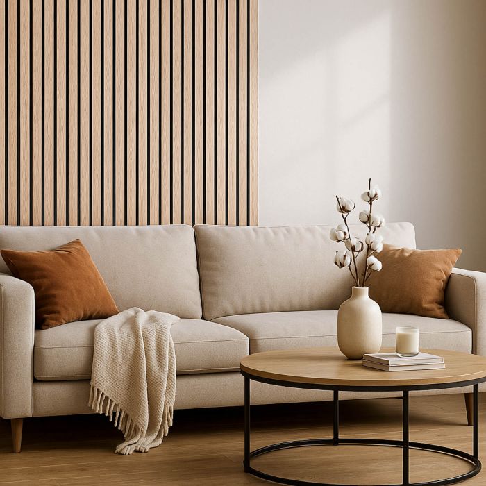 Lamele ścienne akustyczne na filcu Dąb Sonoma 2 x 32 cm – dł. 2,7 m Lamele ścienne akustyczne na filcu Dąb Sonoma 2 x 32 cm – dł. 2,7 m