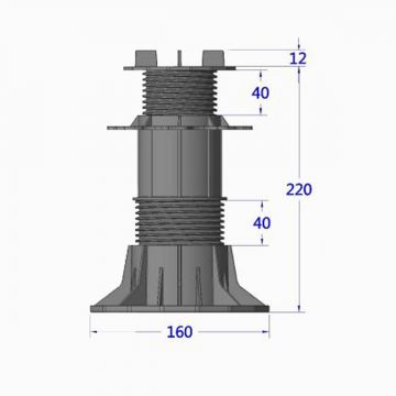 Reguliuojama terasinė atrama plytelėms ETP 140-220 mm