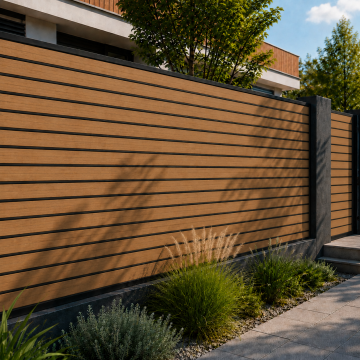Lamelinė kompozitinė tvoros lenta DUO Premium Amber/Juodas – 1,8 m
