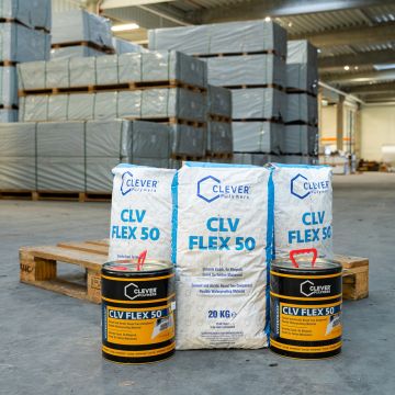 Dviejų komponentų polimerinė hidroizoliacija CLEVER CLV FLEX 50 – 20 kg + 4 l