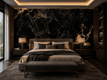 Sienų plokštė XXL Portoro Juodas Blizgis 360 x 280 cm 3 mm – 3 vnt. rinkinys (ABC)