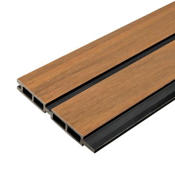 Lamelinė kompozitinė tvoros lenta DUO Premium Amber/Juodas – 1,8 m