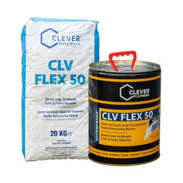 Dviejų komponentų polimerinė hidroizoliacija CLEVER CLV FLEX 50 – 20 kg + 4 l
