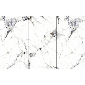 Sienų plokštė SPC Marmuras Carrara Baltas Blizgis 360 x 280 cm 4 mm – 3 vnt. rinkinys (ABC)
