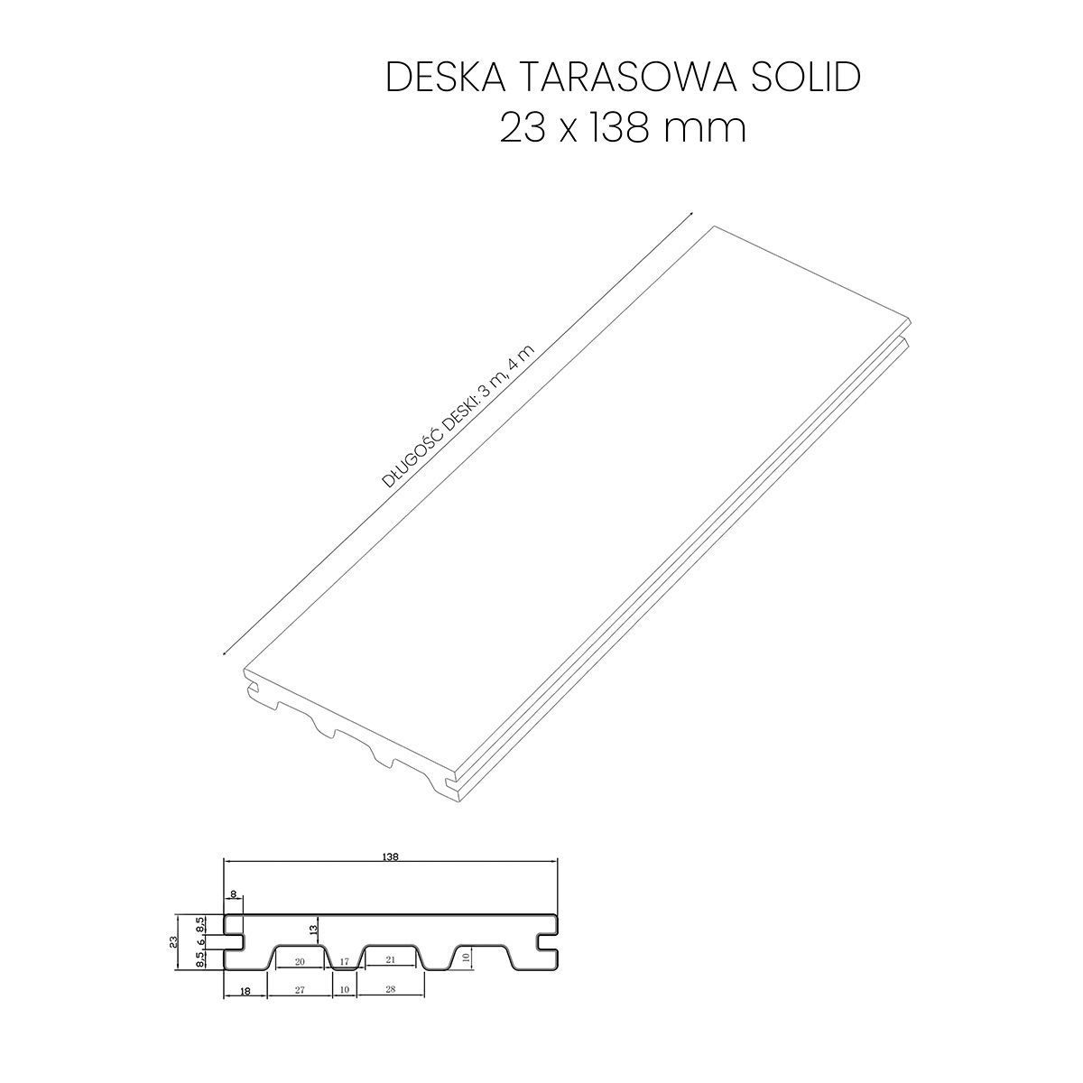 Deska Tarasowa Kompozytowa Solid Premium Antracyt – dł. 3 m