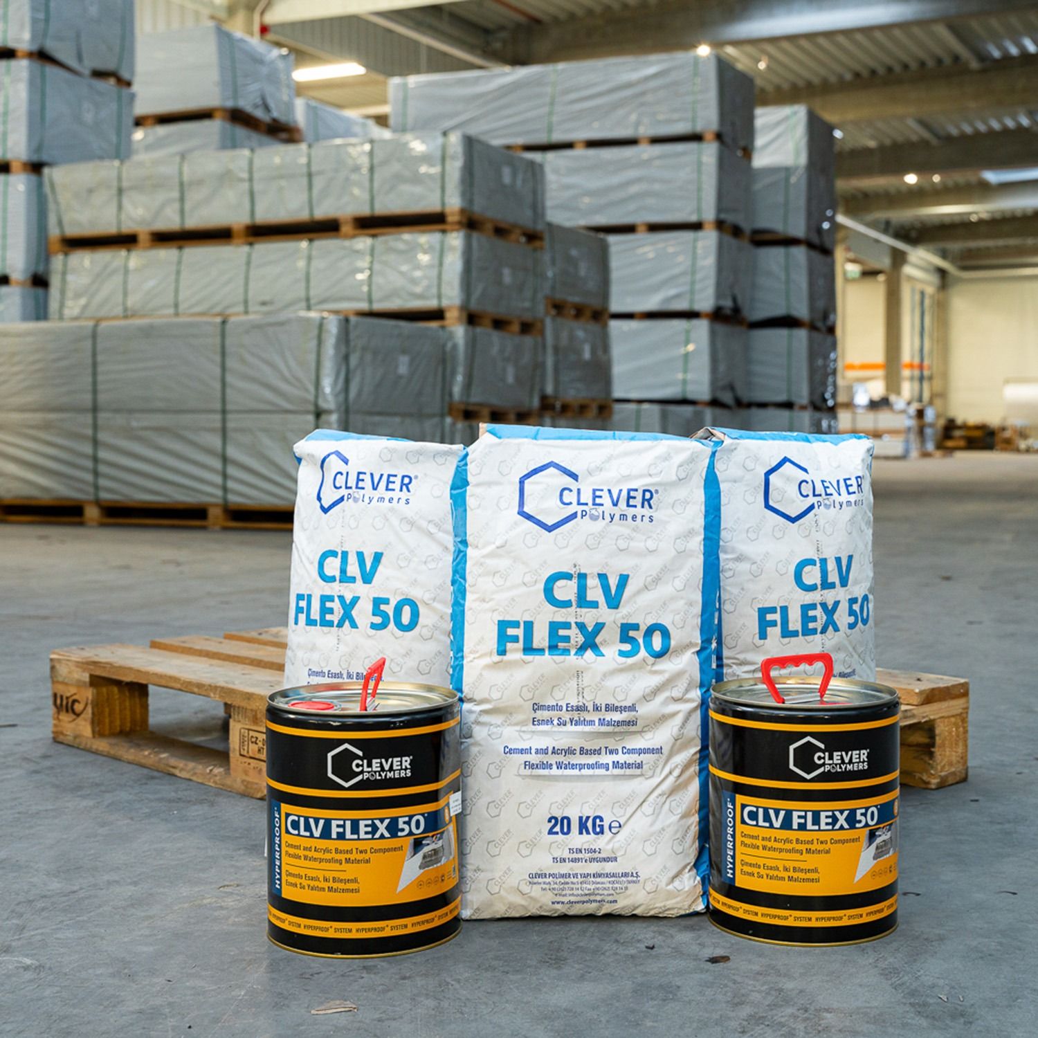 Dviejų komponentų polimerinė hidroizoliacija CLEVER CLV FLEX 50 – 20 kg + 4 l Dviejų komponentų polimerinė hidroizoliacija CLEVER CLV FLEX 50 – 20 kg + 4 l