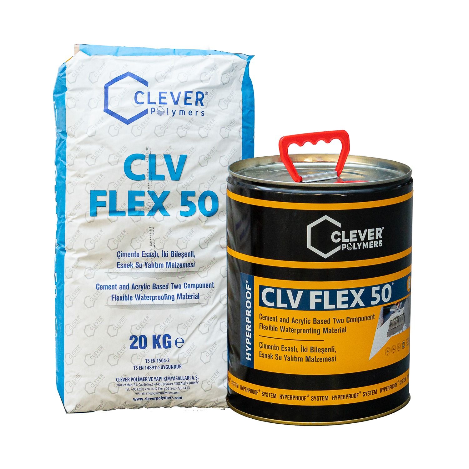 Dviejų komponentų polimerinė hidroizoliacija CLEVER CLV FLEX 50 – 20 kg + 4 l Dviejų komponentų polimerinė hidroizoliacija CLEVER CLV FLEX 50 – 20 kg + 4 l