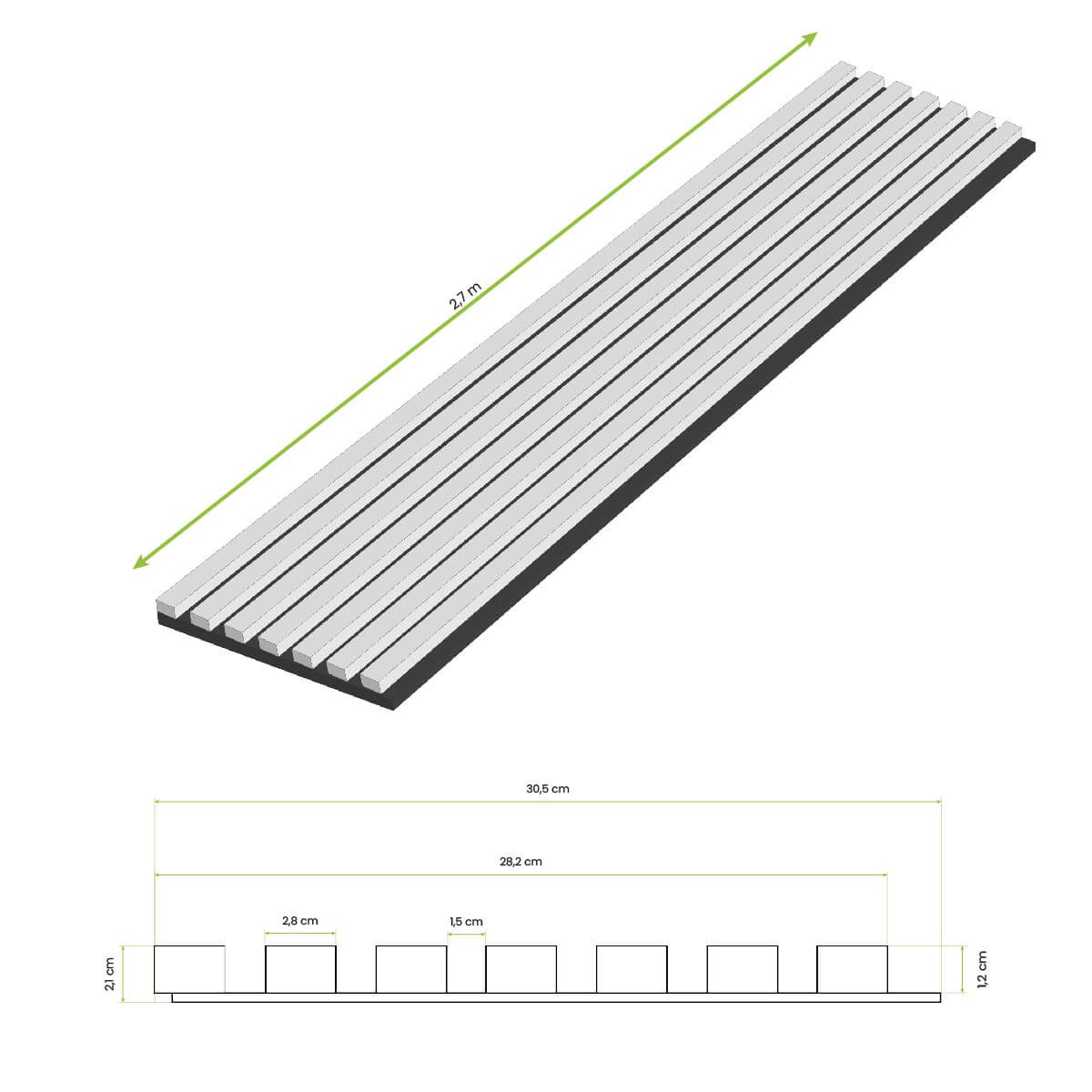 Lamele ścienne akustyczne na filcu Dąb Sonoma 2,1 x 30,5 cm – dł. 2,7 m Lamele ścienne akustyczne na filcu Dąb Sonoma 2,1 x 30,5 cm – dł. 2,7 m
