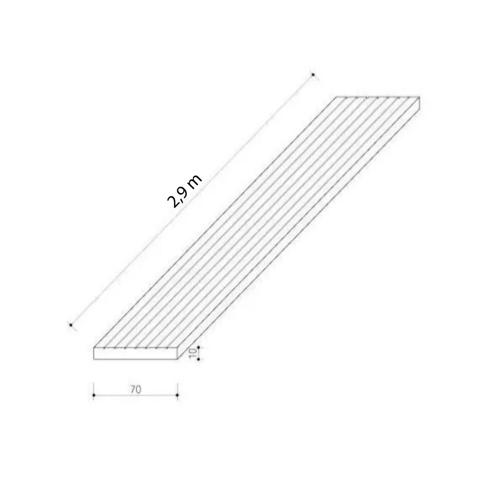 Tiesus kompozitinis apdailos profilis Premium Natural Wood 70x10 mm – 2,9 m Tiesus kompozitinis apdailos profilis Premium Natural Wood 70x10 mm – 2,9 m