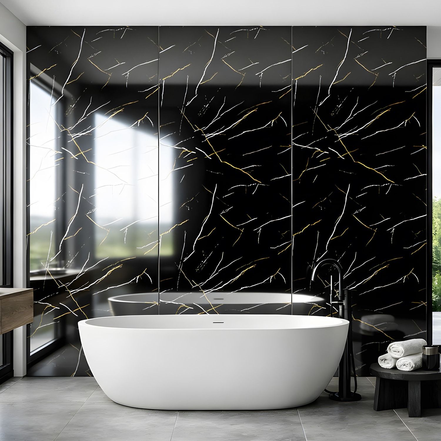 Sienų plokštė SPC Marmuras Marquina Juodas Blizgis 120 x 280 cm 4 mm Sienų plokštė SPC Marmuras Marquina Juodas Blizgis 120 x 280 cm 4 mm