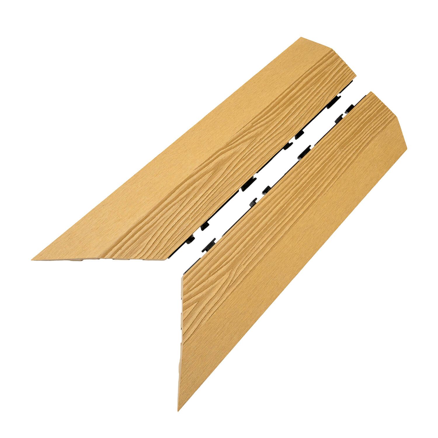 Plytelė terasai kompozitinė kampinė dešininė 3D Medaus Teak Plytelė terasai kompozitinė kampinė dešininė 3D Medaus Teak