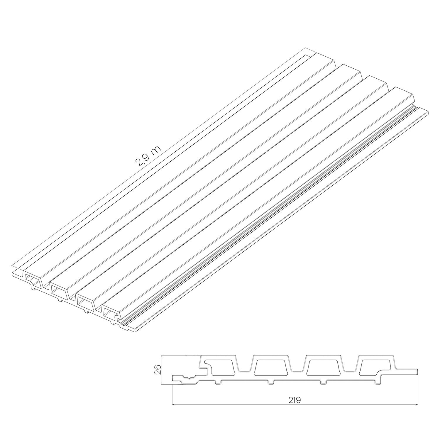 Deska Elewacyjna Kompozytowa Lamelowa Trapez Dąb Bursztynowy / Szary – dł. 2,9 m