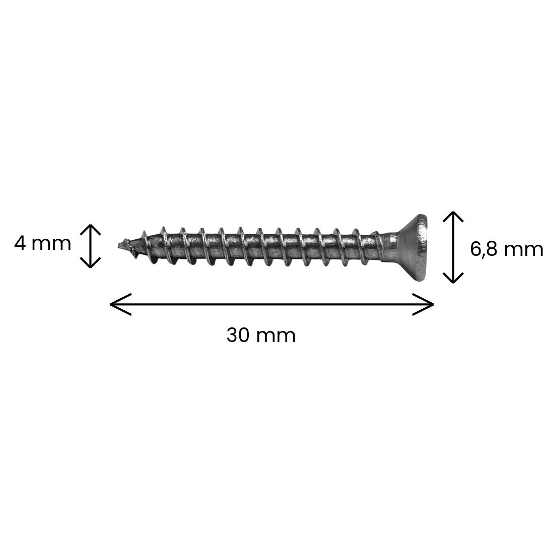 Wkręt 4 x 30 mm ze stali nierdzewnej Srebrny – 100 szt. Wkręt 4 x 30 mm ze stali nierdzewnej Srebrny – 100 szt.