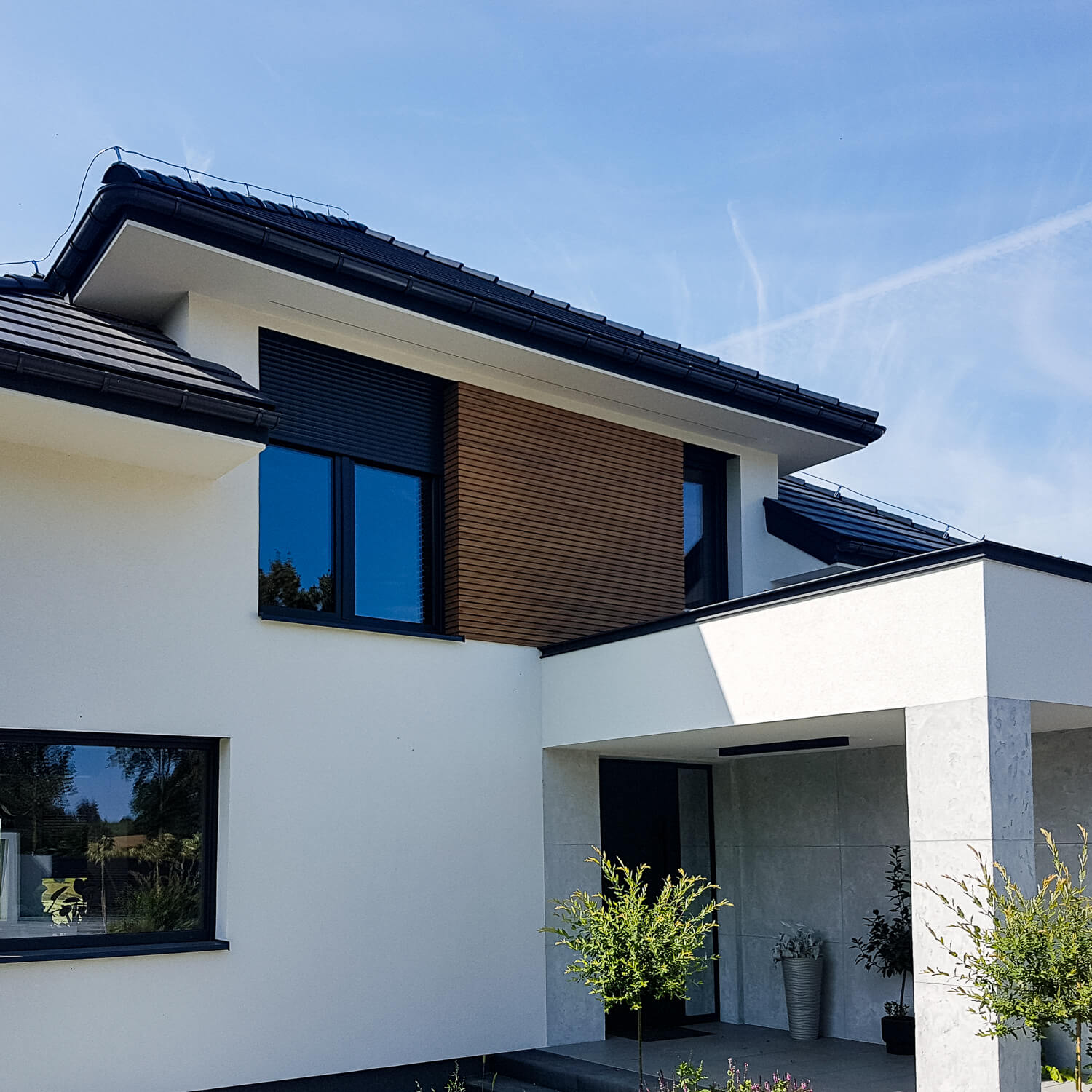 Modernus namo fasadas iš kompozitinių lamelių Premium Ąžuolas Winchester