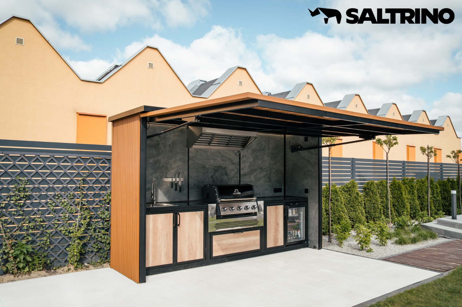 Moderni lauko virtuvė iš kompozitinių lamelių Premium Teak