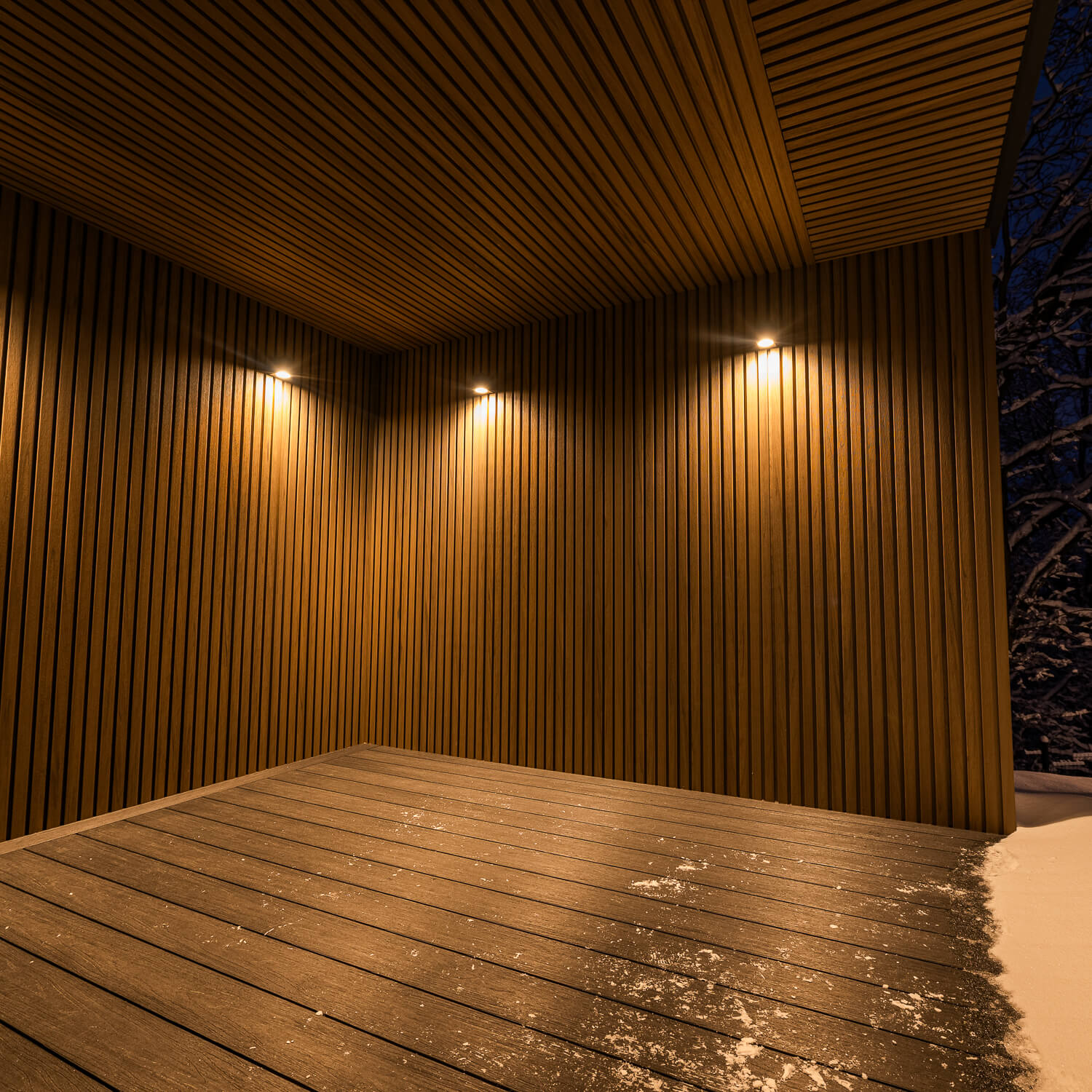 Prabangi lauko sauna – apdaila lamelėmis Premium Antikinis Ąžuolas