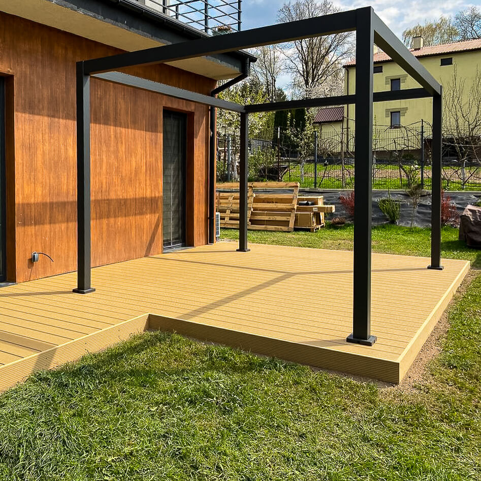 terasa pergolė kompozitinės lentos standard medaus teak